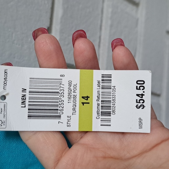 JM Collection 100% Linen Blue Silver Embellished Blouse. Size 14 NWT - Picture 10 of 10